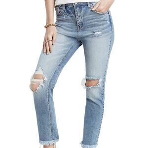 KANCAN Blue Vintage High Rise Distressed Slim Straight Ankle Jeans